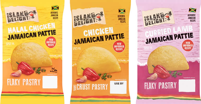 Cross-section of a Jamaican pattie showing its ingredients